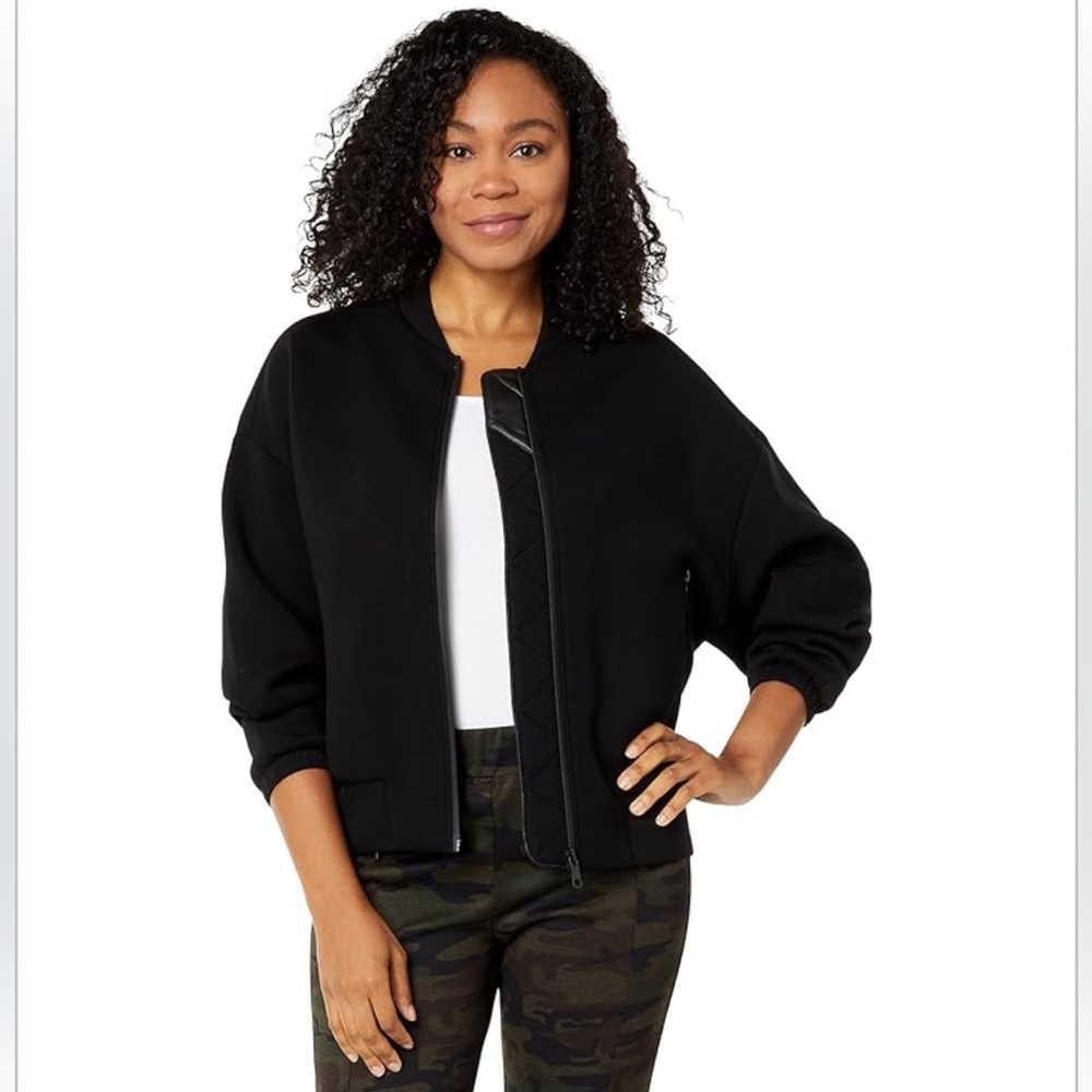 Elliott Lauren‎ Black Beauty Neoprene Bomber Jacket size large
